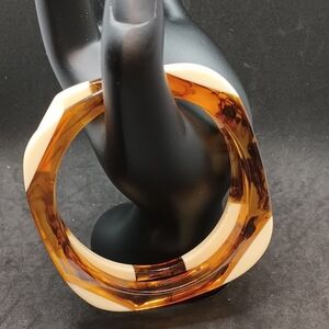 Vintage Brown and Cream Bangle Bracelet Set